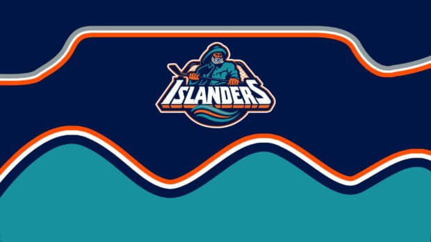 The New York Islanders logo is displayed with a wave pattern, HD Desktop Wallpaper