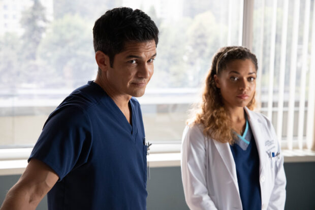 Nicholas Gonzalez with a female colleague wearing medical attire in a hospital setting, 2K Desktop Wallpaper