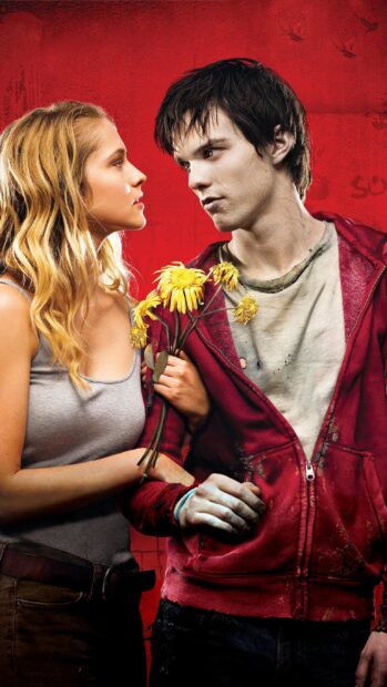 A close up of Nicholas Hoult holding yellow flowers while sharing an intense moment, 2K Phone Wallpaper