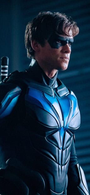 Nightwing in his armored suit looks ready for action in the Titans Tv Series Wallpapers, HD Phone Wallpaper
