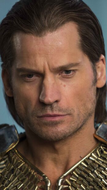 A close up of Nikolaj Coster Waldau wearing a detailed golden armor, 4K Mobile Wallpaper
