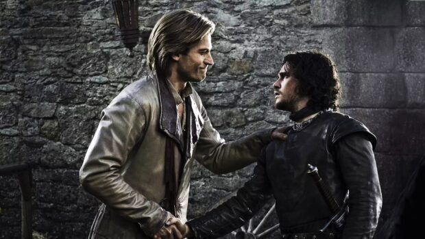 Nikolaj Coster Waldau shakes hands with another man dressed in medieval clothing, HD Desktop Wallpaper