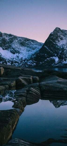 The Norwegian fjords reflect on the calm water under the evening sky, HD Phone Wallpaper