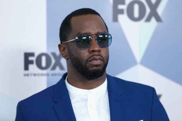 P Diddy Sean Combs wears sunglasses and a blue suit at a FOX event, HD PC Wallpaper
