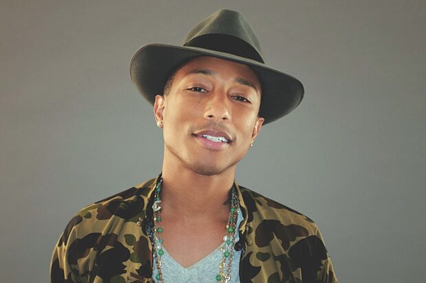 Pharrell Williams Wallpapers features a close up of a man wearing a green hat and a camo jacket, HD Desktop Wallpaper