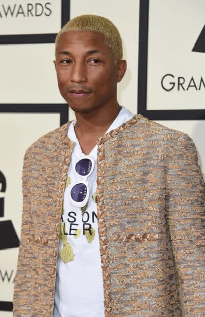 Pharrell Williams wearing a textured jacket and sunglasses at the Grammy Awards, HD Mobile Wallpaper