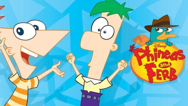 Phineas and Ferb characters celebrating with Perry the Platypus in the background, HD Desktop Wallpaper