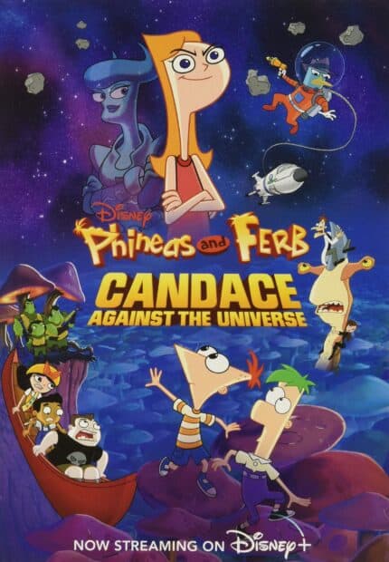 Phineas and Ferb wallpapers featuring characters in a cosmic setting, 2K Mobile Wallpaper