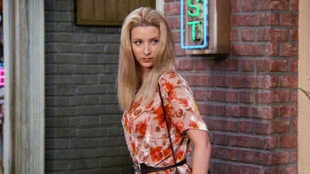 Phoebe Buffay wallpapers showing her in a patterned dress with long blonde hair, HD Desktop Wallpaper