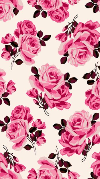 A seamless floral design featuring pink roses and dark leaves for cool girly wallpapers, HD Phone Wallpaper