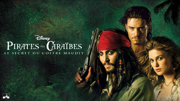 The image shows key characters from Pirates of the Caribbean directed by Gore Verbinski, 4K Desktop Wallpaper