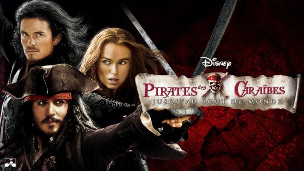 The main characters from Pirates of the Caribbean pose with swords and intense expressions in Gore Verbinski wallpapers, 4K Desktop Wallpaper