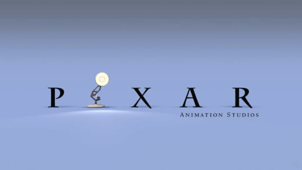 The Pixar animation logo features a desk lamp replacing the letter I on a blue background, HD Desktop Wallpaper