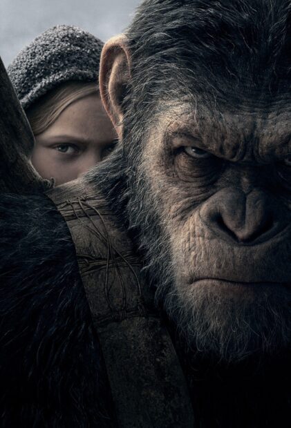 A strong ape with intense eyes stands close to a hidden human behind him, HD Phone Wallpaper