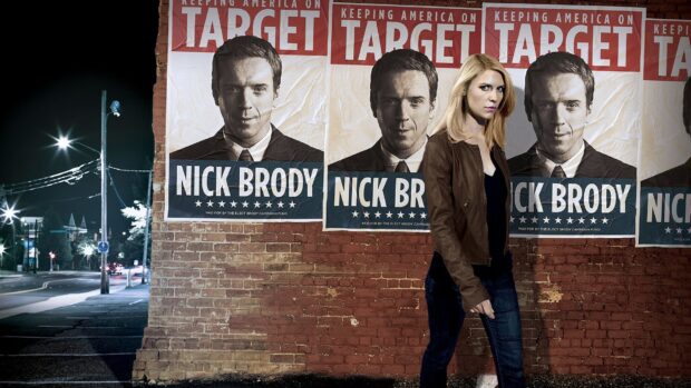A woman walks past campaign posters for Nick Brody in Homeland Wallpapers, HD Desktop Wallpaper