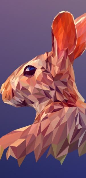 A polygonal rabbit head shape created using facets wallpapers in warm colors, 2K Mobile Wallpaper