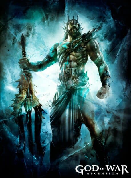 This God Of War character stands strong holding a large weapon in a dark armored setting, 2K Desktop Wallpaper