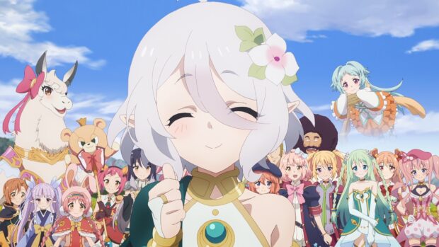 The characters from Princess Connect Re Dive anime are smiling and posing together, HD Desktop Wallpaper