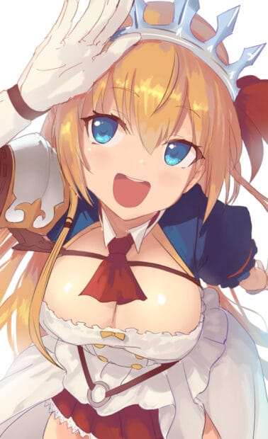 A cheerful character from Princess Connect Re Dive anime with a crown and bright eyes, HD Mobile Wallpaper