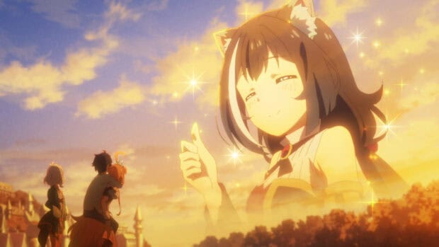 The Princess Connect Re Dive anime shows main characters with a glowing figure at sunset, HD Desktop Wallpaper