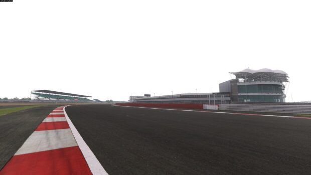A race track with grandstands and a control tower on a cloudy day, HD Desktop Wallpaper