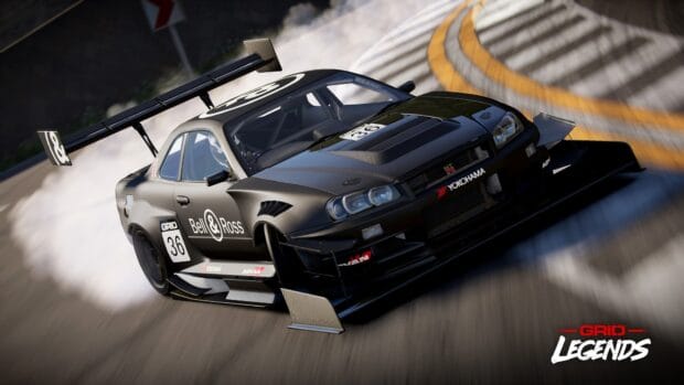 A racing car drifts skillfully around a sharp curve on the track in racing game wallpapers, HD Desktop Wallpaper
