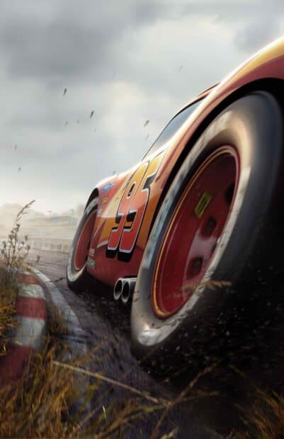 A close up view of a racing car turning on a track from Pixar Wallpapers, HD Phone Wallpaper