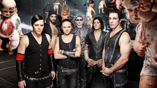 Rammstein Wallpapers featuring the band with eerie dolls in the background, HD Desktop Wallpaper