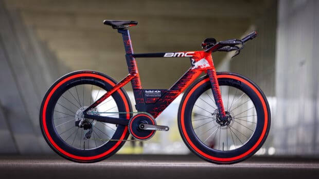 A red and black Bmc bike is shown with clear details and logos, HD Desktop Wallpaper