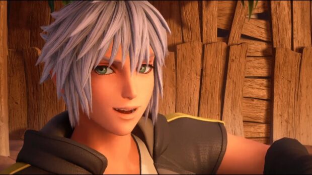 Riku from Kingdom Hearts with a wooden background smiling, HD Desktop Wallpaper