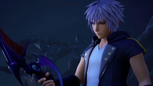 Riku Kingdom Hearts character holding a weapon at night, HD Desktop Wallpaper