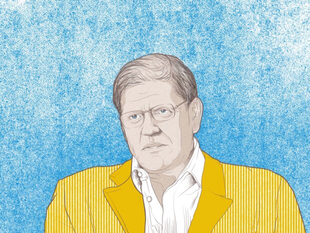 A detailed drawing of Robert Zemeckis wearing glasses and a yellow jacket, HD Desktop Wallpaper