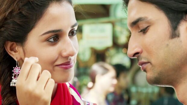 A romantic moment between characters from Ms Dhoni The Untold Story is shown, HD Mobile Wallpaper