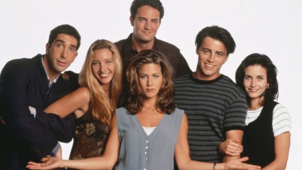 The Ross Friends Wallpapers cast is posing casually in front of a white background, HD Desktop Wallpaper