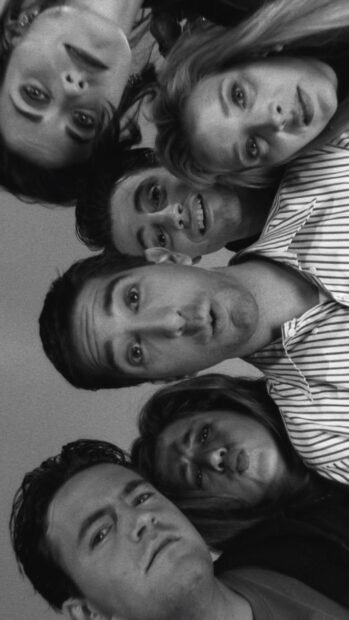 The Ross Friends Wallpapers group pose closely in a black and white image, HD Mobile Wallpaper