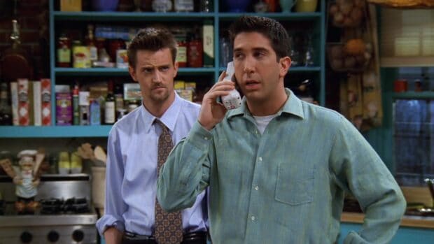 Ross Friends Wallpapers show the characters in a kitchen setting, HD Desktop Wallpaper