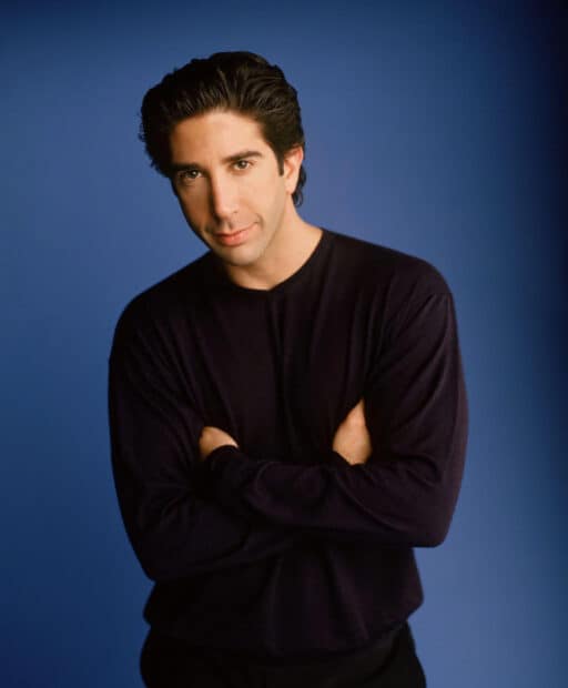 Ross Friends Wallpapers shows him posing with arms crossed against a blue background, 2K PC Wallpaper