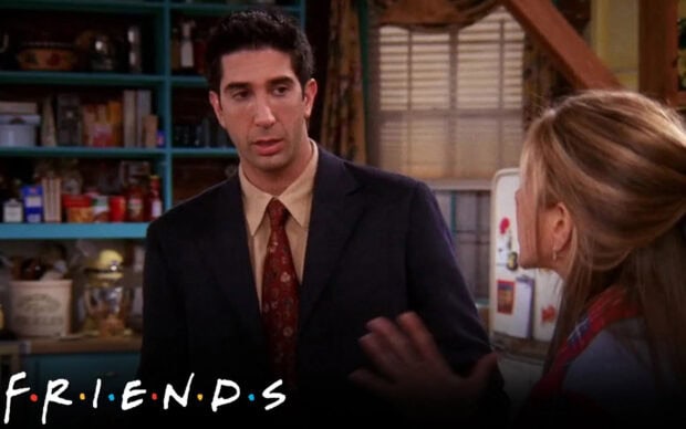 Ross Friends Wallpapers show a conversation between two characters, HD Desktop Wallpaper