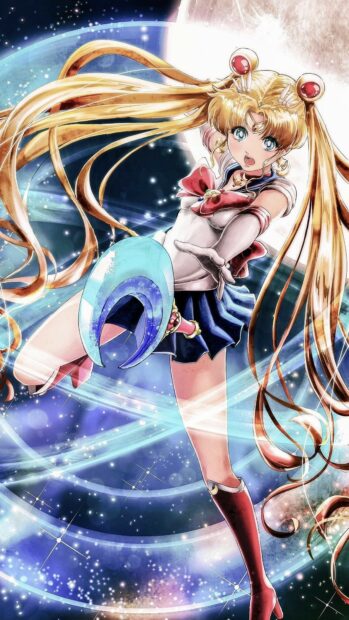 Sailor Moon Eternal Wallpapers featuring the character in a magical cosmic background, HD Phone Wallpaper