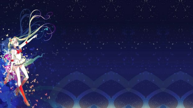 Sailor Moon Eternal wallpapers feature a magical night sky with Sailor Moon reaching out, HD Desktop Wallpaper