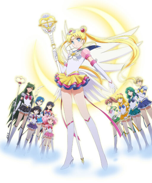The Sailor Moon Eternal characters stand ready for battle in vibrant costumes, HD Desktop Wallpaper