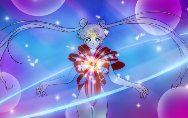 Sailor Moon Eternal wallpapers showing a glowing heart and sparkling magic, 2K Desktop Wallpaper