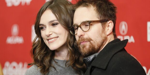 Sam Rockwell smiling with a woman at an event, HD Desktop Wallpaper