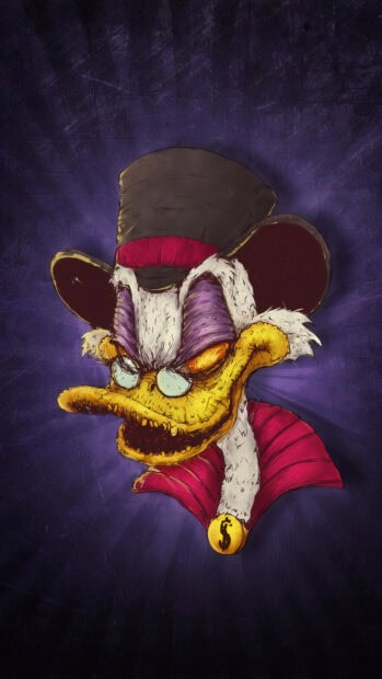 Scrooge Mcduck digital art with a dark purple background, 4K Phone Wallpaper