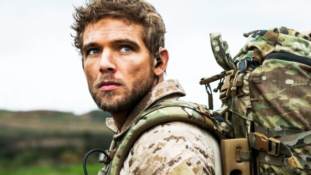 A Seal Team soldier in camo uniform looks focused during a mission, HD Desktop Wallpaper