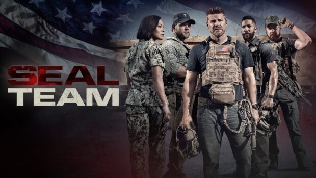 A group of Seal Team tv series characters pose with military gear, 4K Desktop Wallpaper