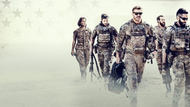 The Seal Team TV series wallpapers show a tactical unit walking together in military gear, 4K Desktop Wallpaper