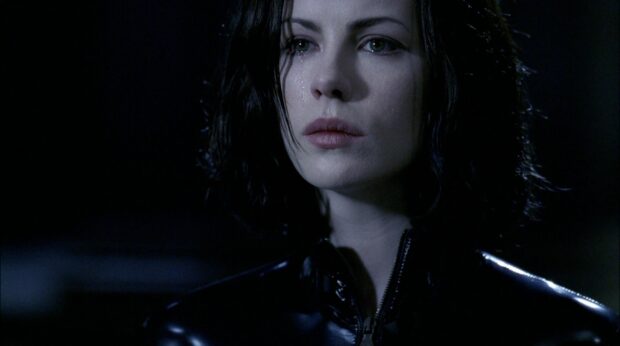 A close up of Selene from Underworld showing a tear on her cheek during a dark moment, HD Desktop Wallpaper