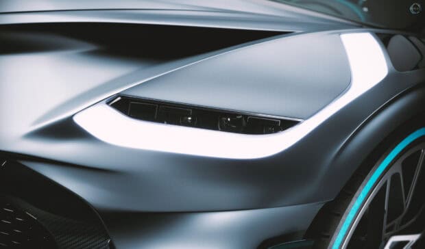 The Bugatti Divo features a sharp and modern front light design illuminated brightly, HD Desktop Wallpaper