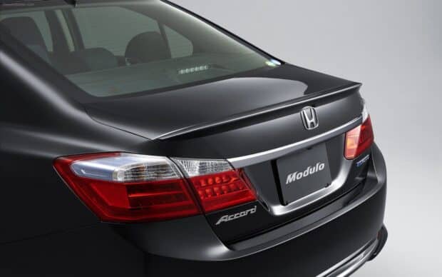 The Honda Accord showcases a sleek rear design in this image, highlighting the Modulo trim details, HD Desktop Wallpaper